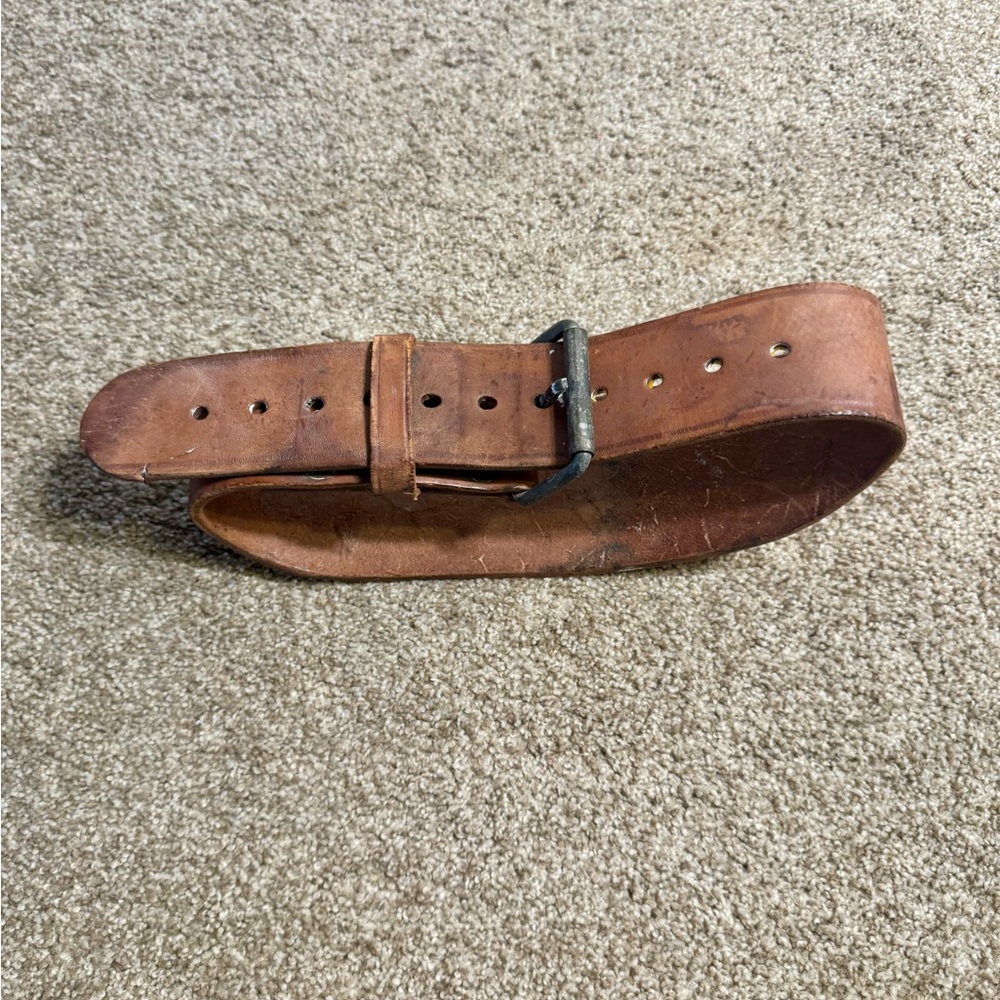 Vintage PAGE Leather Weightlifting Belt Small (26”-32”)-Gym Collectible UK Made